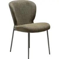 Ebuy24 (2er Set) Glory Dan-Form Esszimmerstuhl Bouclé dunkelgrün.