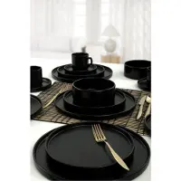 Keramika Geschirrset - Mat Black Stackable - 20 teilig - 4 Personen - Steingut