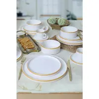 Keramika Geschirrset - Mat White/Gold Stackable - 20 teilig - 4 Personen - Steingut