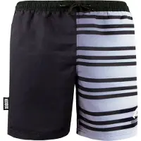 Guggen Mountain Herren Badehose mit Muster Streifen Weiß Schwarz