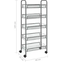 vidaXL Küchenwagen 5 Etagen Grau 46x26x105 cm Eisen