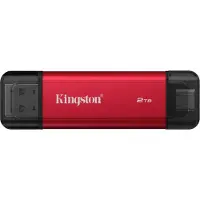Kingston Technology 2TB Tragbare SSD mit Dual USB-A/C, bis zu 1050MB/s USB 3.2 Gen 2, 2 TB, USB Type-A / USB Type-C, 3.2 Gen 2 (3.1 Gen 2), 1050 MB/s, Schwarz, Rot