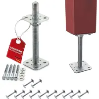 Sotech 12er Set Pfostenträger M24 80 x 80 x 250 mm Stahl Verzinkt Höhenverstellbar Witterungsbeständig