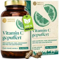 Nature Basics - Gepuffertes Vitamin C 1000mg im Braunglas Vegan 120 g Kapseln
