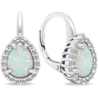 Brilio Silver - Charming silver earrings with synthetic opals EA636W