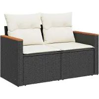 vidaXL Gartensofa-set 8 stk. 5-Sitzanzahl Schwarz Poly Rattan