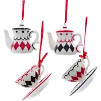 Kurt S. Adler Diamantmuster Teekanne/Tasse 4A 5 cm Ornament (multi)