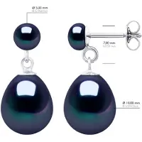 ATELIERS SAINT GERMAIN Doppelte Ohrringe aus Weißgold – echte Süßwasser-Zuchtperlen, Knopf 5–6 mm + Birne 10–11 mm
