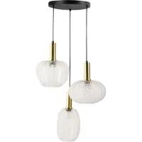 Beliani Hängeleuchte mit 3-flammigem Lampenschirm aus Glas und Metallfuß transparent im Retro-Stil