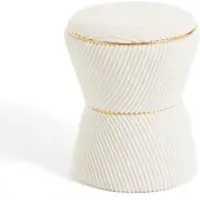 RATTATAN Samtpouf KORA aus Cord mit goldenem Paspel und Stundenglas-Design,elegant,kompakt und ideal als Sitz,Fußstütze oder dekoratives Element