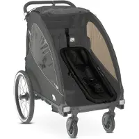 Deryan Luxe Babysitz für Fahrradanhänger – 5-Punkt-Gurt – Kopfkissen – Schwarz