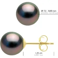 ATELIERS SAINT GERMAIN Ohrringe Gelbgold 375 - echte Tahiti-Zuchtperlen halbrund 7,5-8 mm