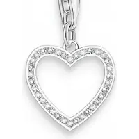Thomas Sabo Charm Herz "Charm mit weißen Steinen", silber (silberfarben, kristallweiß, kristallweiß), Charms, Damen, Silber 925 (recycelt), Charm Herz, mit Zirkonia (synth.)