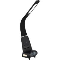 Globo Lighting LED Tischleuchte, schwarz satiniert, Nachtlicht, Uhr, H 50cm