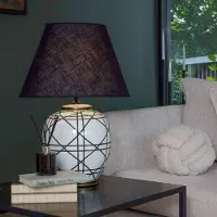 PR Home Tischlampe New York, schwarz, für Wohn- / Esszimmer, Textil / Stoff / Seide, Tischlampe