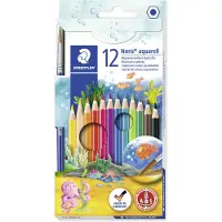 Staedtler 12 colors watercolor crayons with brush (WIKR-909973)