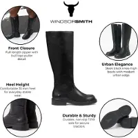 Windsor Smith Windsorsmith Damen-Stiefel aus schwarzem Kunstleder, kniehoch, Blessing