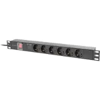 Lanberg PDU-06F-0200-BK, Geändert, 1U, Einphasig, Drinnen, Horizontal, Aluminium