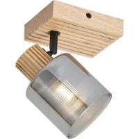 QAZQA Moderner Spot Holz mit Rauchglas Dreh- und Neigbar - Gracy