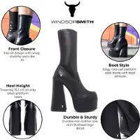 Windsor Smith Windsorsmith Damen-Stiefel mit wadenhohem Plateau und Gothic-Absatz in Schwarz – Saviour