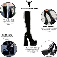 Windsor Smith Windsorsmith Damen-Stiefel mit kniehohem Plateau und Gothic-Absatz, Schwarz - Saucy