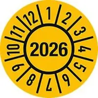 Moedel Prüfplakette Jahr 2026 mit Monaten, Folie, Ø 30 mm, 500 Stück/Rolle