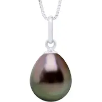 ATELIERS SAINT GERMAIN Anhänger Gelenkfaden Weißgold 375 und echte Tahiti-Zuchtperle Birne 9-10 mm