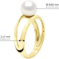 ATELIERS SAINT GERMAIN Ring – Gelbgold 375 – echte Süßwasser-Zuchtperle, rund 8–9 mm