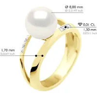 ATELIERS SAINT GERMAIN Armreif-Ring-Schmuck 0,06 cts – Gelbgold – echte Süßwasser-Zuchtperle, rund 8–9 mm