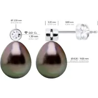 ATELIERS SAINT GERMAIN Ohrringe Prestige – Diamanten 0,02 ct – Weißgold – echte Tahiti-Zuchtperlen, Birne 9–10 mm