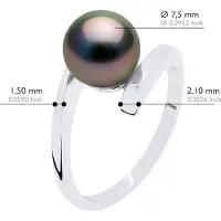 ATELIERS SAINT GERMAIN Armreif Ring Prestige Silber 925 rhodiniert - Echte Tahiti-Zuchtperle rund 7-8 mm