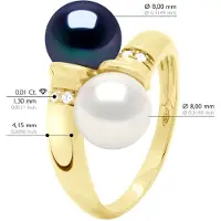 ATELIERS SAINT GERMAIN Ring You & Me – Diamanten 0,04 ct – 2 echte Süßwasser-Zuchtperlen rund 8–9 mm