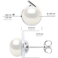 ATELIERS SAINT GERMAIN Ohrringe Umgebung Diamanten 0,03 ct Weißgold – echte Süßwasser-Zuchtperlen Knopf 7–8 mm