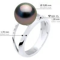 ATELIERS SAINT GERMAIN Armreif-Ring-Schmuck 0,06 cts – Weißgold – echte Tahiti-Zuchtperle rund 9–10 mm