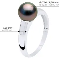 ATELIERS SAINT GERMAIN Armreif Ring Prestige Silber 925 rhodiniert - Echte Tahiti-Zuchtperle rund 7-8 mm