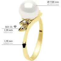ATELIERS SAINT GERMAIN Ringdiamanten 0,04 ct echte Süßwasser-Zuchtperle rund 7-8 mm