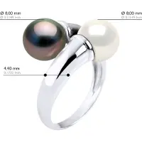 ATELIERS SAINT GERMAIN Ring You & Me Prestige aus Silber 925 rhodiniert, verziert mit echten Tahiti-Zuchtperlen und SÜSSWASSERFARBE NATURWEISS – 8-9 mm