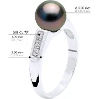 ATELIERS SAINT GERMAIN Ringschmuck Diamant 0,06 cts – Weißgold – echte Tahiti-Zuchtperle rund 8–9 mm