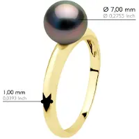 ATELIERS SAINT GERMAIN Armreif-Ring, echte Tahiti-Zuchtperle, rund, 7,5–8 mm – Gelbgold