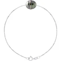 ATELIERS SAINT GERMAIN Armband Love Links Link Venezianisch aus Silber 925, verziert mit einer echten Tahiti-Zuchtperle, eingekreist 10-11 mm