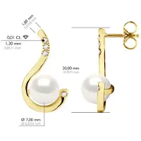 ATELIERS SAINT GERMAIN Ohrringe Prestige – Diamanten 0,08 ct – Qualität HSI – Weißgold – echte Süßwasser-Zuchtperlen rund 7–8 mm