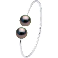 ATELIERS SAINT GERMAIN Halbstarrer Armreif - Silber 925 - 2 echte Tahiti-Zuchtperlen rund 9-10 mm