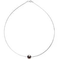 ATELIERS SAINT GERMAIN Halskette OMEGA aus Silber 925 rhodiniert und echte Tahiti-Zuchtperle rund 9-10 mm