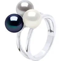 ATELIERS SAINT GERMAIN Ring Trilogie Bulk - 3 echte Süßwasser-Zuchtperlen rund 7-8 mm