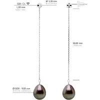 ATELIERS SAINT GERMAIN Ohrringe Prestige – Diamanten 0,02 ct – Weißgold – echte Tahiti-Zuchtperlen, Birne 9–10 mm