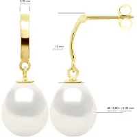 ATELIERS SAINT GERMAIN Ohrringe aus Gelbgold 375 und echten Süßwasser-Zuchtperlen Birne 10-11 mm