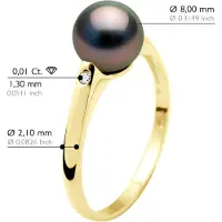ATELIERS SAINT GERMAIN Ringdiamanten 0,02 cts – Tahiti-Perle rund 8–9 mm – Gelbgold