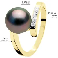 ATELIERS SAINT GERMAIN Ringschmuck Diamant 0,04 ct Gelbgold – echte Tahiti-Zuchtperle rund 8–9 mm