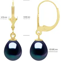 ATELIERS SAINT GERMAIN Ohrringe aus Gelbgold 375 und echten Süßwasser-Zuchtperlen Birne 8-9 mm