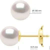 ATELIERS SAINT GERMAIN Ohrringe – Gelbgold 750 (18 Karat) – Echte Zuchtperlen Akoya, zertifiziert aus Japan, rund, 7–8 mm